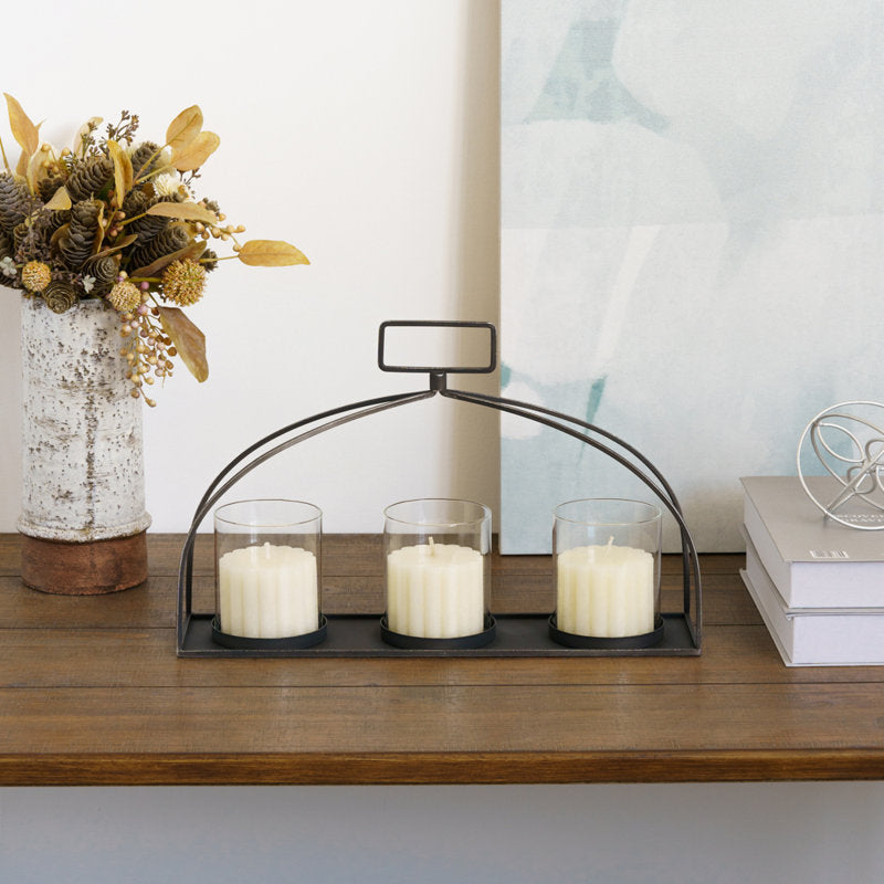 Black Arched tabletop metal candle holer