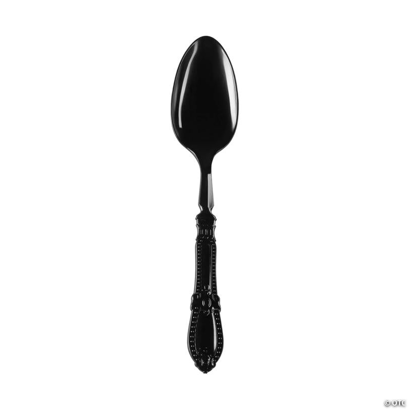 Black Baroque Disposable Plastic Dinner Spoons - (240 Spoons) | USA Decoration®