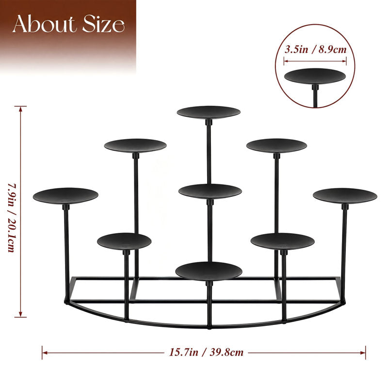 Black Metal Fireplace Candelabra Candle Holder Stand