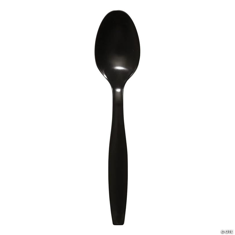 Black Plastic Disposable Spoons (1000 Spoons) | USA Decoration®