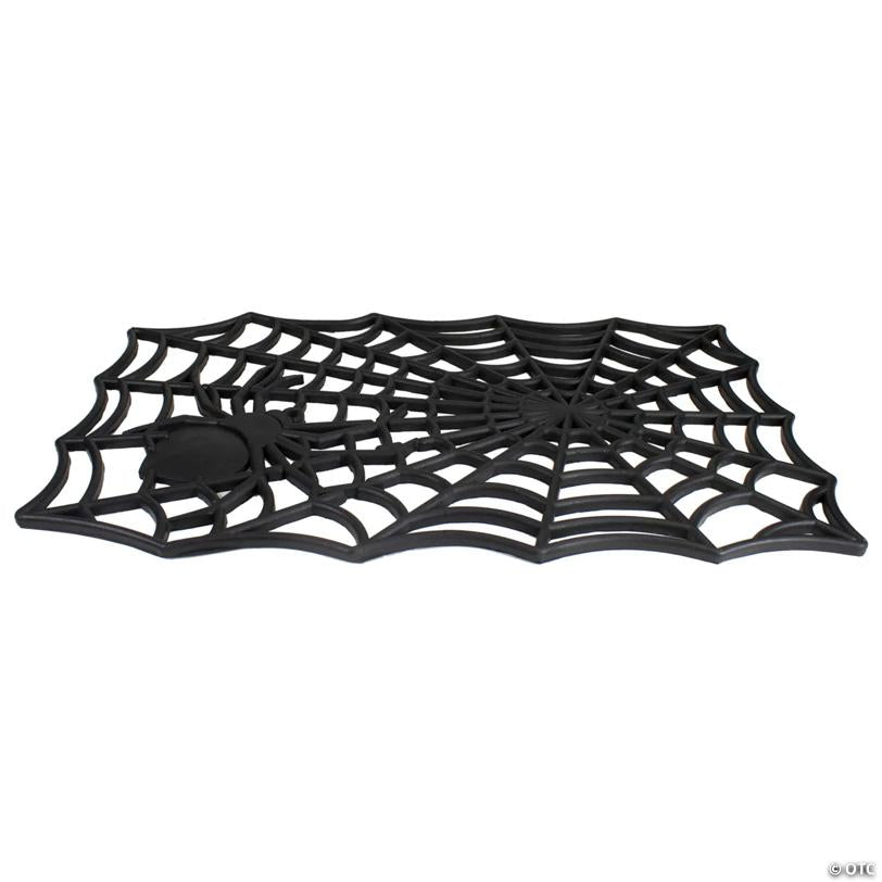 Black Spider Web Rectangular Halloween Doormat 18" x 30