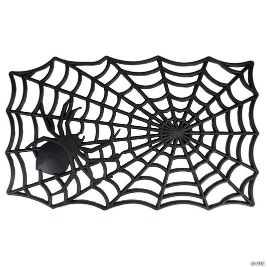 Black Spider Web Rectangular Halloween Doormat 18" x 30