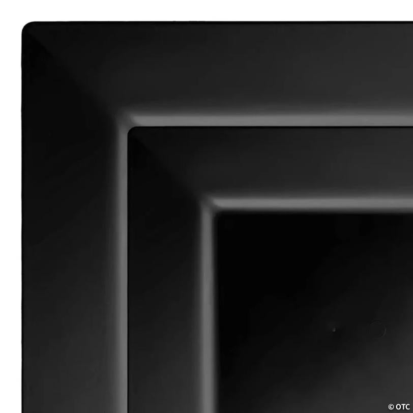 Black Square Plastic Plates Dinnerware Value Set - 20 Dinner Plates + 20 Salad Plates | USA Decoration®
