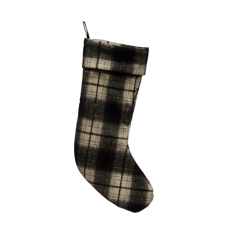 Black and White Plaid Fabric Stocking
