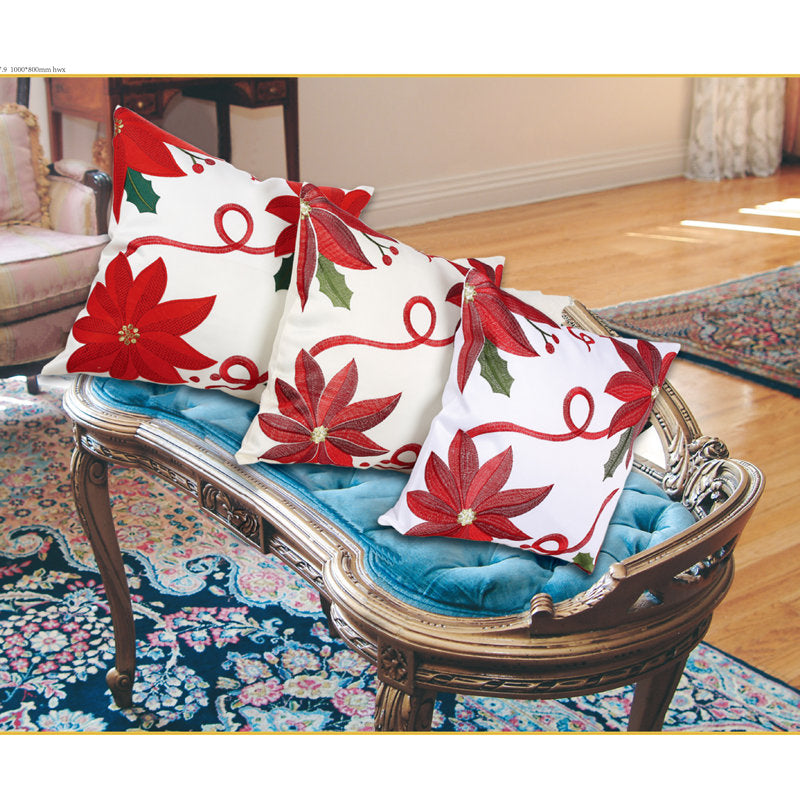 Bloomy Embroidered Pillow Cover