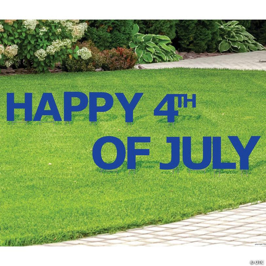 Blue Happy 4th of July Yard Sign