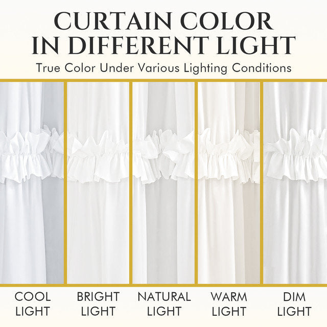 Boho Rustic White Ruffle Shower Curtain 72x72 Inches