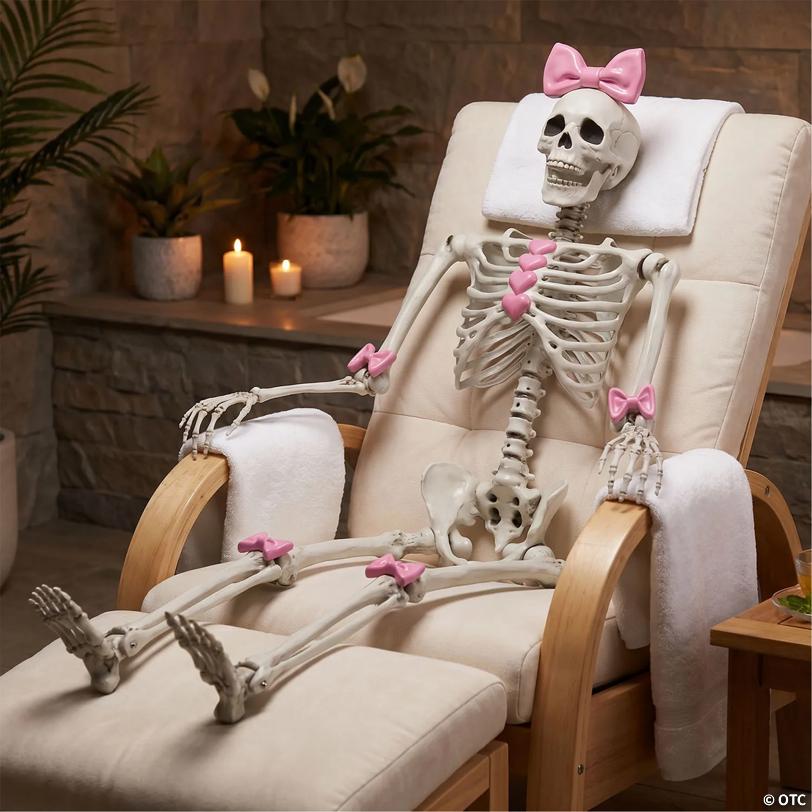 Bonita Bones Pink Bows & Hearts Posable Skeleton Halloween Decoration