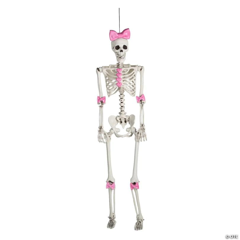 Bonita Bones Pink Bows & Hearts Posable Skeleton Halloween Decoration