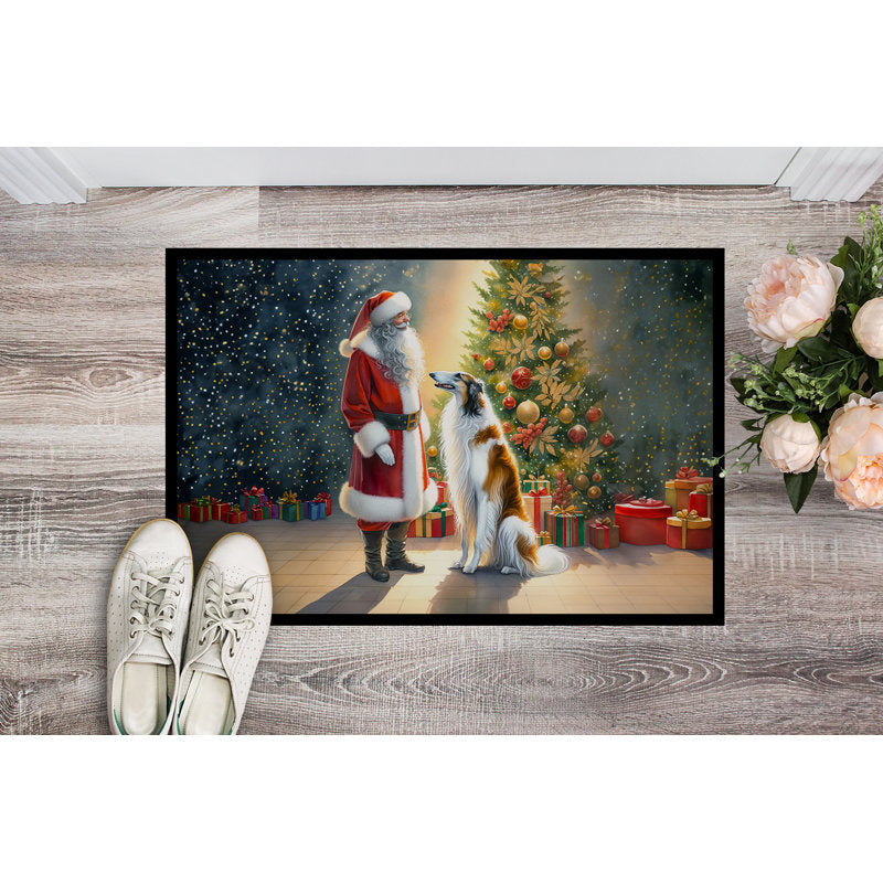 Borzoi and Santa Claus Doormat