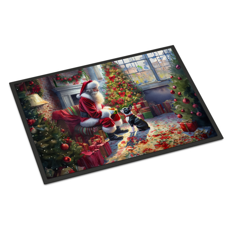 Boston Terrier and Santa Claus Doormat