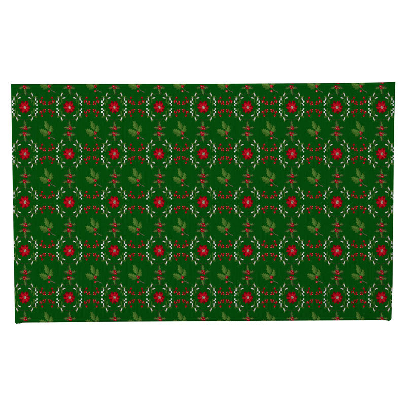 Botanical Poinsettia Holiday Bath Mat