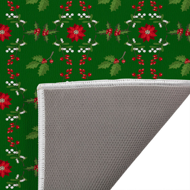 Botanical Poinsettia Holiday Bath Mat
