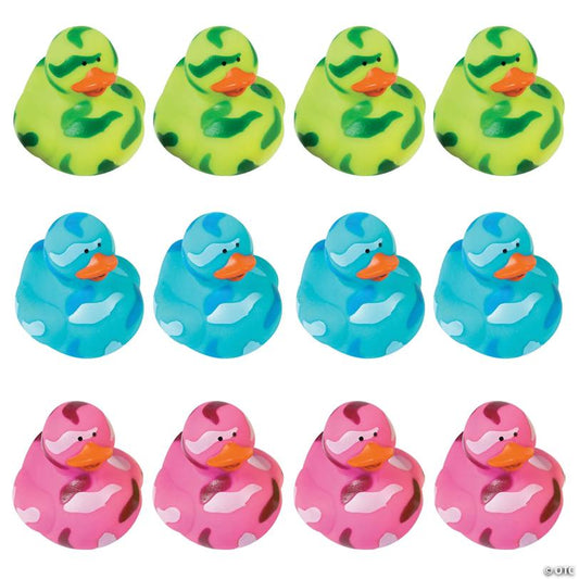 Bright Camo Rubber Ducks - 12 Pc.