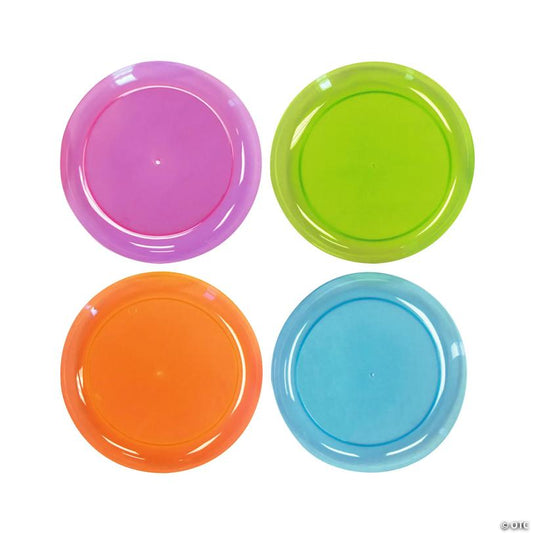 Bright Neon Plastic Dessert Plates - 40 Pc. for Fun Parties | USA Decoration®