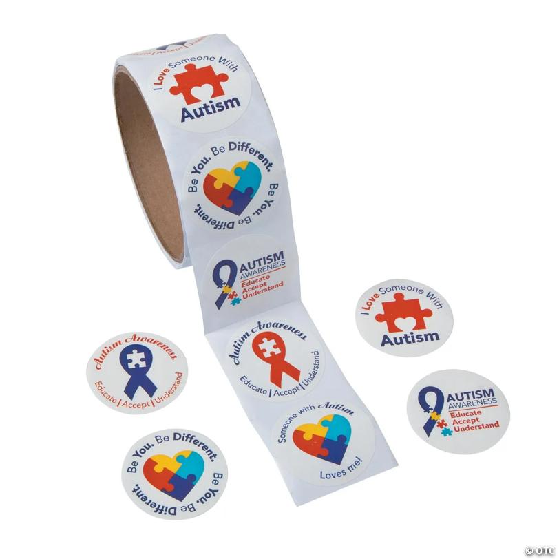 Bulk 100 Pc. Autism Awareness Sticker Roll | USA Decoration®
