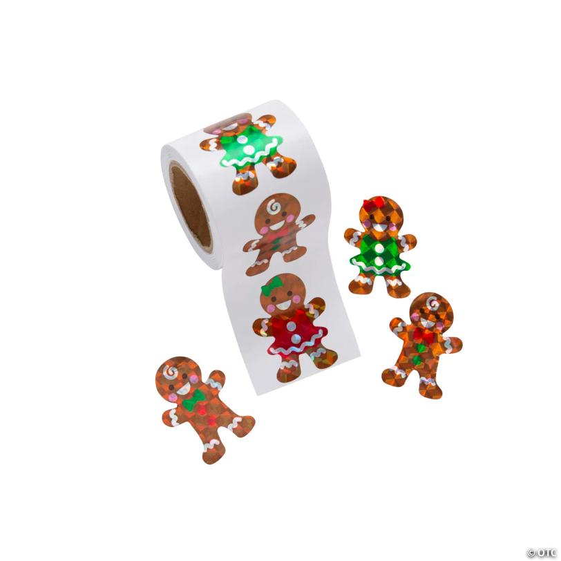 Bulk 100 Pc. Gingerbread Prism Sticker Roll | USA Decoration®
