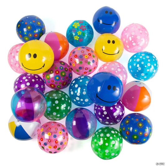 Bulk 100 Pc. Inflatable 11" Medium Bright Beach Ball Assortment