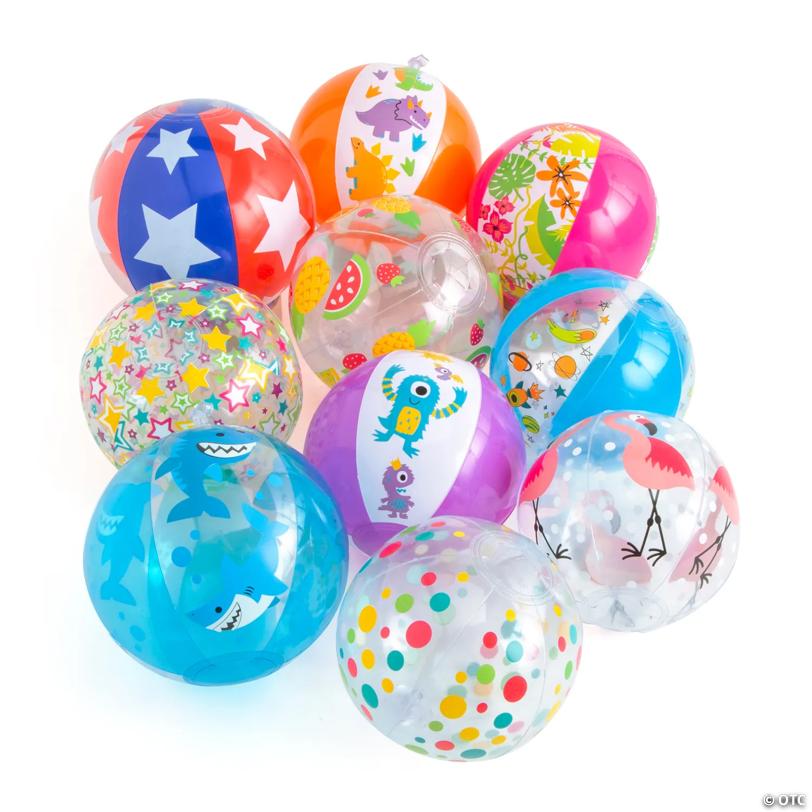 Bulk 100 Pc. Mini Inflatable 5" Mega Plastic Beach Ball Assortment
