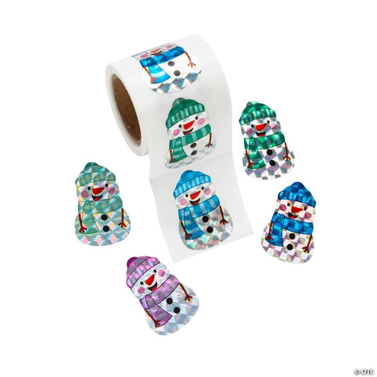 Bulk 100 Pc. Snowman Prism Sticker Roll | USA Decoration®