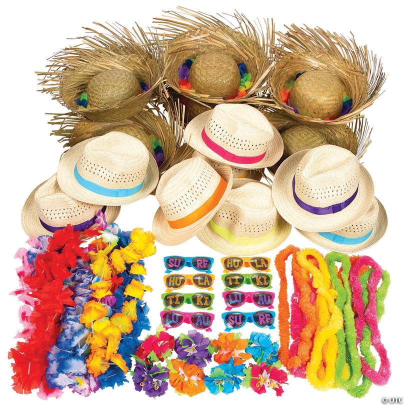 Bulk 122 Pc. Tropical Luau Wearables & Accessories Kit for 50 | USA Decoration®