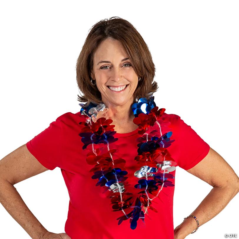 Bulk 144 Pc. Metallic Patriotic Leis
