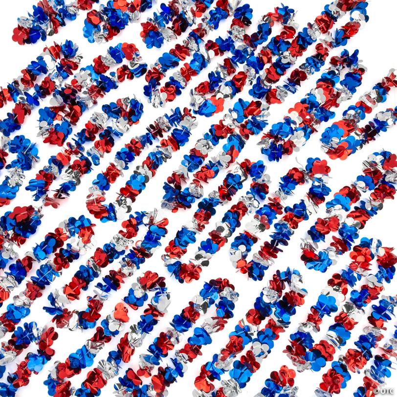 Bulk 144 Pc. Metallic Patriotic Leis