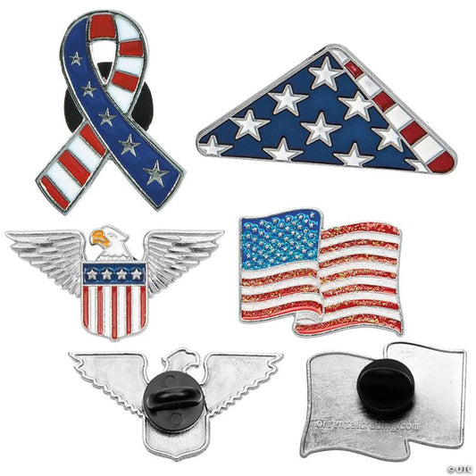 Bulk 144 Pc. Patriotic Enamel Pin Handout Kit