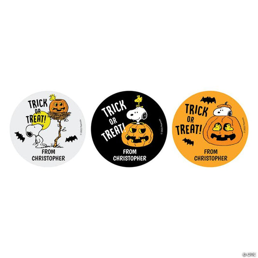 Bulk 144 Pc. Personalized Peanuts Snoopy & Woodstock Halloween Favor Stickers