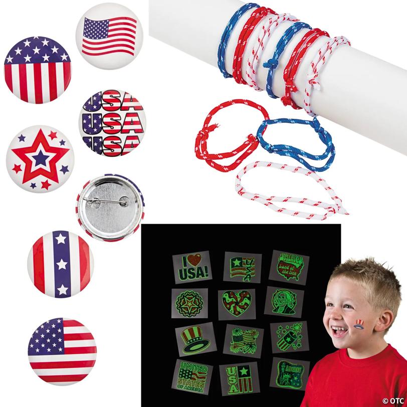 Bulk 168 Pc. Value Patriotic Jewelry & Wearables Kit