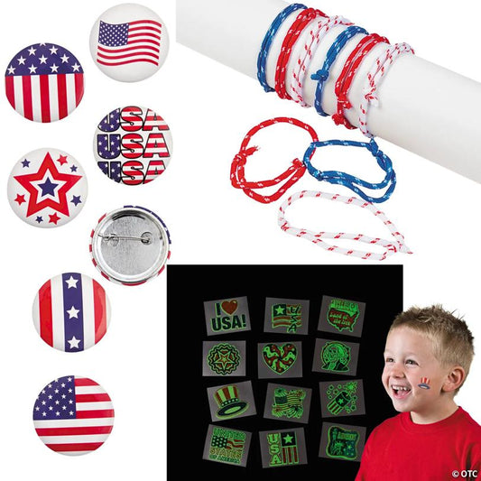 Bulk 168 Pc. Value Patriotic Jewelry & Wearables Kit
