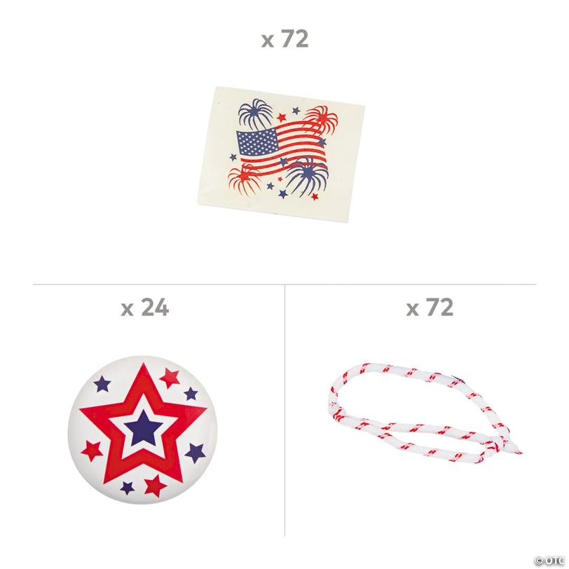 Bulk 168 Pc. Value Patriotic Jewelry & Wearables Kit