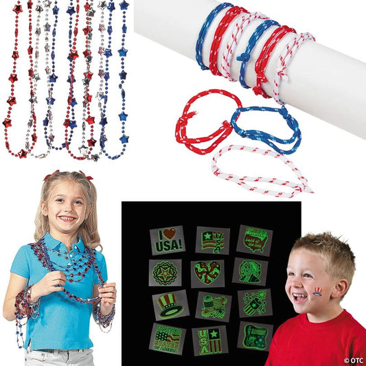 Bulk 192 Pc. Value Patriotic Wearables & Accessories Kit