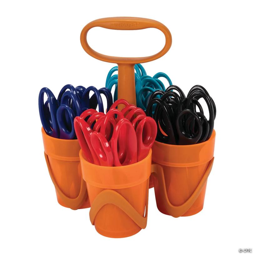 Bulk 29 Pc. Fiskars Pointed-Tip Scissors Classpack Caddy