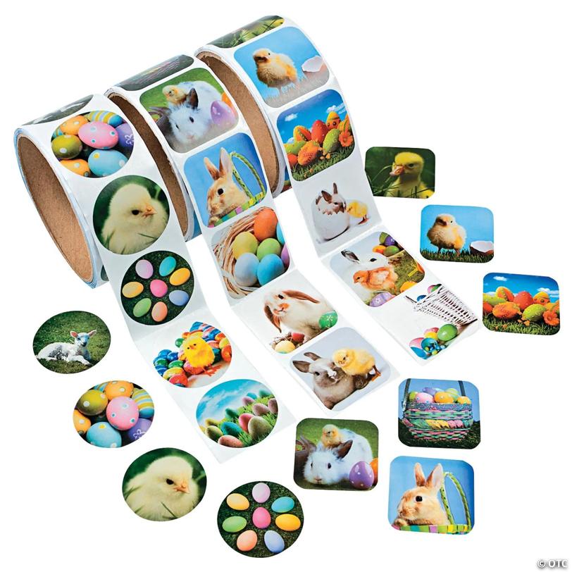 Bulk 300 Pc. Rolls of Easter Stickers Assortment | USA Decoration®