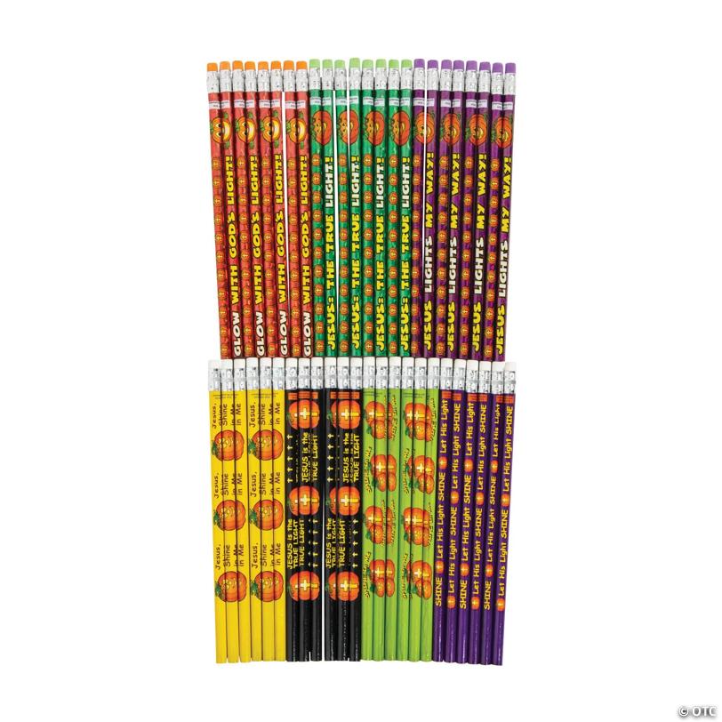 Bulk 48 Pc.Christian Pumpkin Pencil Assortment