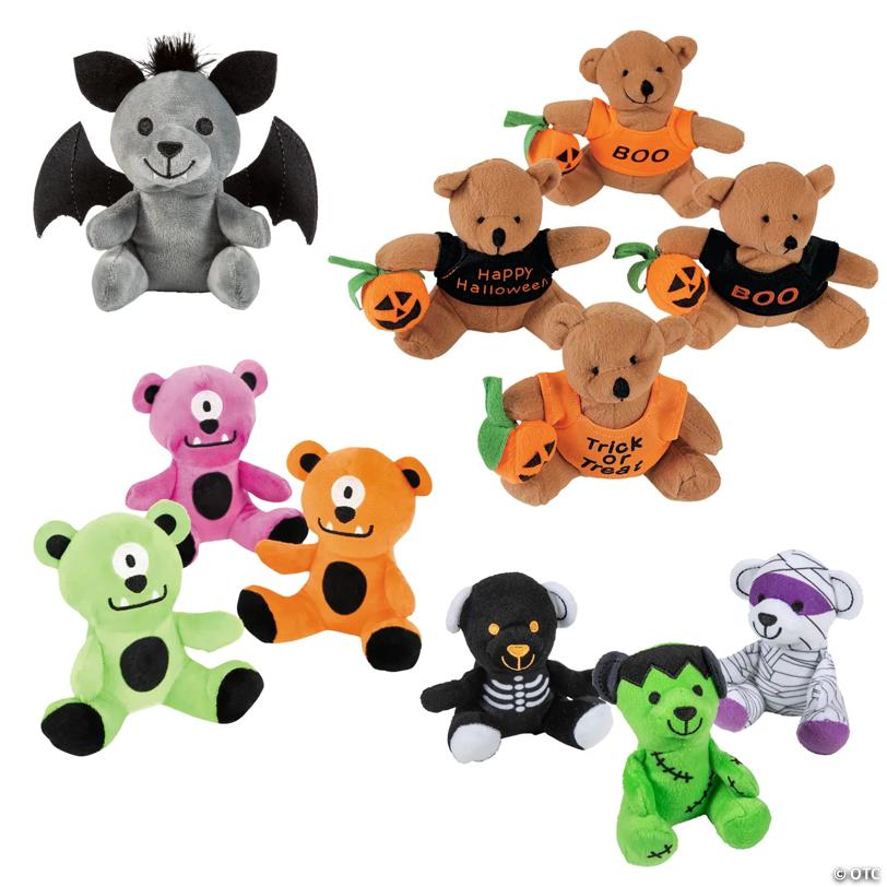 Bulk 48 Pc. Halloween Stuffed Teddy Bears Assortment