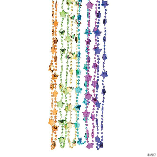 Bulk 48 Pc. Metallic Neon Star Beaded Necklaces