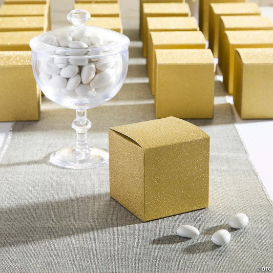 Bulk 48 Pc. Mini Gold Glitter Favor Boxes | USA Decoration®