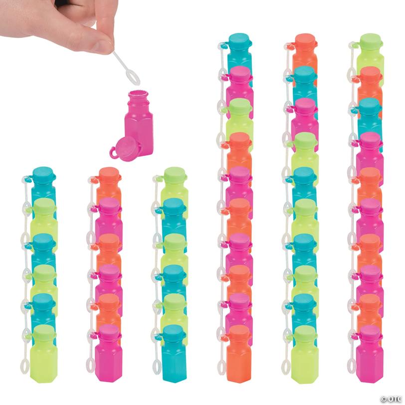 Bulk 48 Pc. Mini Spring Brights Plastic Hexagon Bubble Bottles
