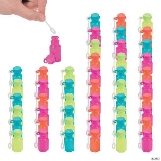 Bulk 48 Pc. Mini Spring Brights Plastic Hexagon Bubble Bottles