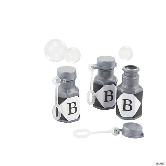 Bulk 48 Pc. Personalized Mini Monogram with Silver Bubble Bottles