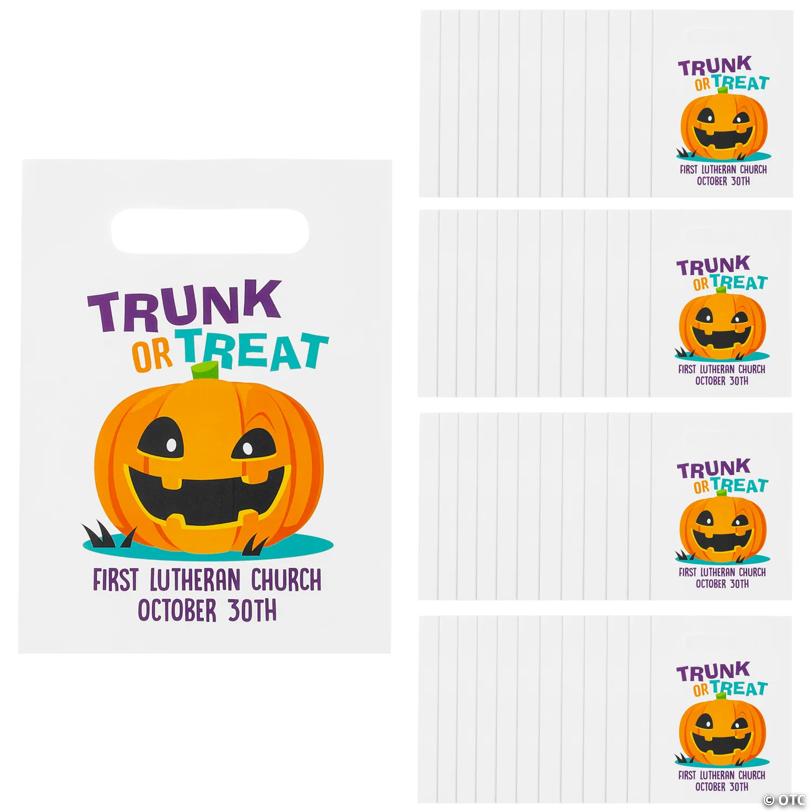 Bulk 48 Pc. Personalized Religious Trunk-or-Treat Bags with Cutout Handles