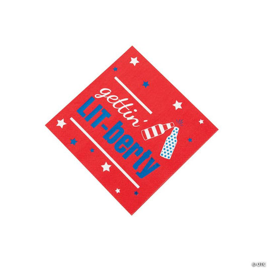Bulk 50 Pc. Patriotic Drinking Sayings Beverage Napkins