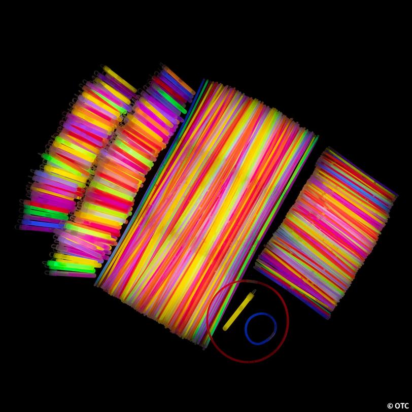 Bulk 600 Pc. Plastic Glow Stick, Bracelet & Necklace Assortment