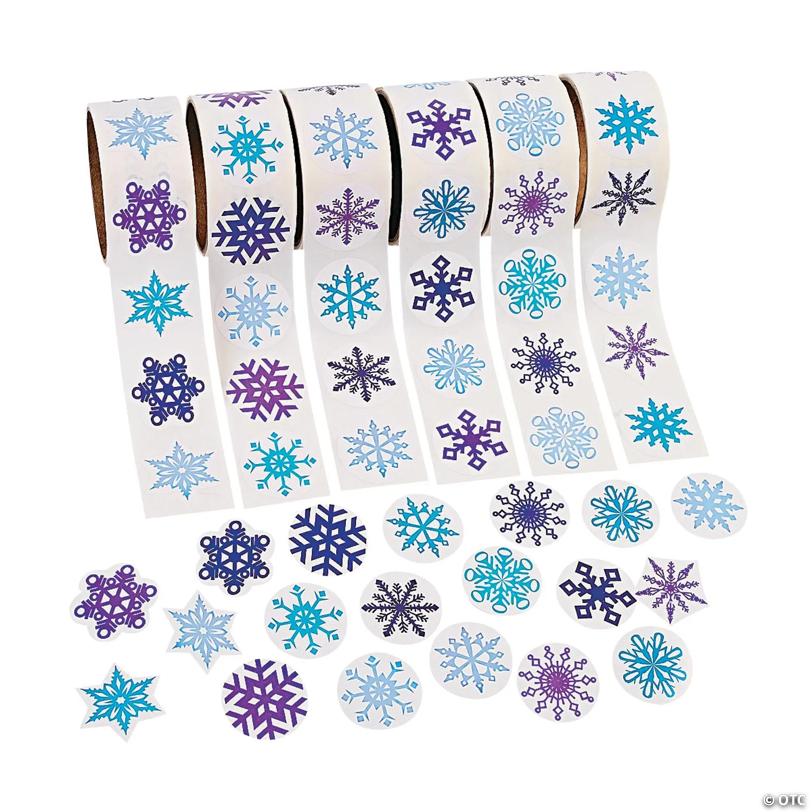 Bulk 600 Pc. Snowflake Rolls of Stickers Assortment | USA Decoration®