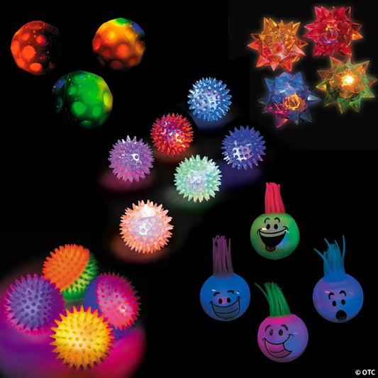 Bulk 60 Pc. Light-Up Bouncy Ball Assortment Kit