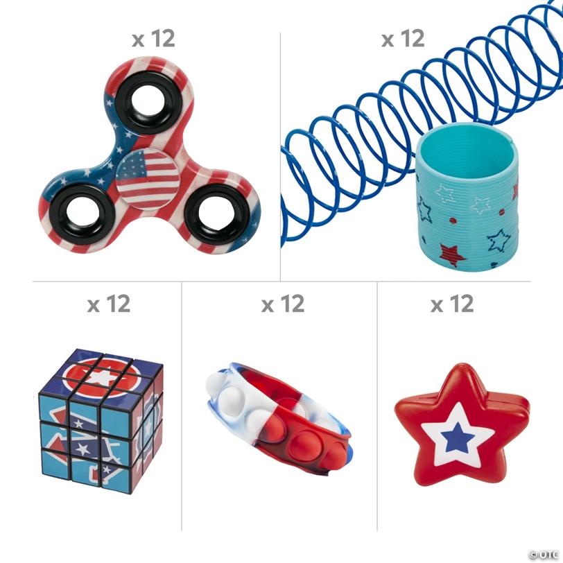 Bulk 60 Pc. Patriotic Sensory Toy Kit