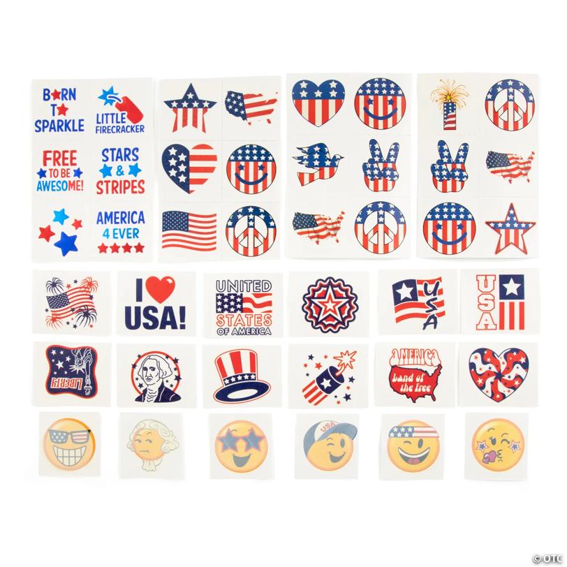 Bulk 720 Pc. Patriotic Tattoo Assortment Kit