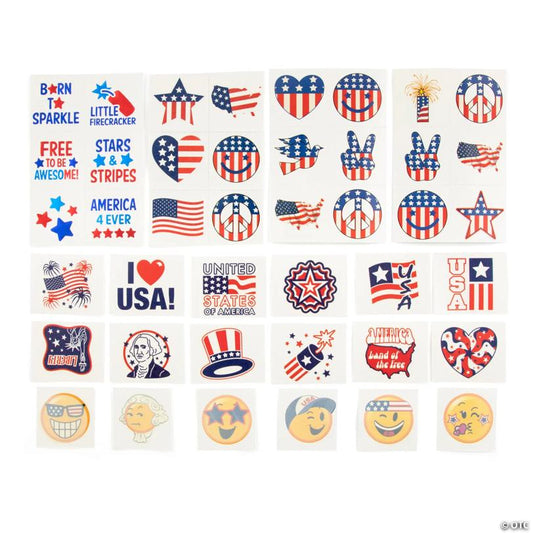 Bulk 720 Pc. Patriotic Tattoo Assortment Kit